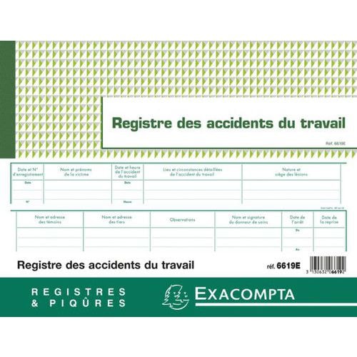 Piqûre 24x32cm registre des accidents du travail - 20 pages - Image principale