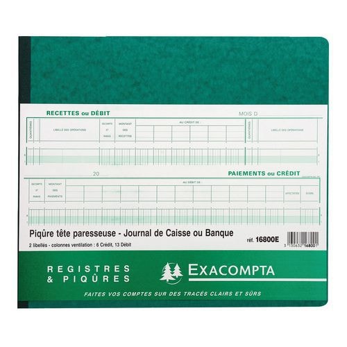 Piqûre journal de caisse ou banque à tête paresseuse 27x32cm - Image principale