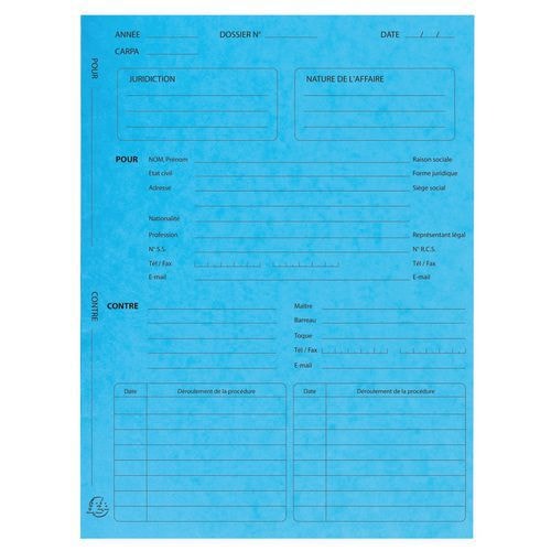 Lot de 5 paquets 25 dossiers procédure carte lustrée 25x32cm Turquoise - Image principale