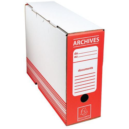 Lot de 50 boîtes archive dos 100mm carton ondulé couleurs 25x34cm Rouge - Image principale