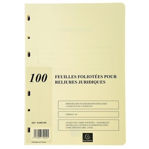 Lot de 5 Recharge de 100 feuillets A4 80g pour reliure juridique - Image principale