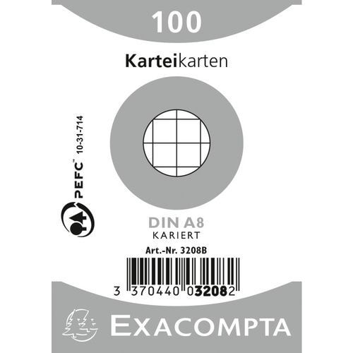 Lot de 48 Paquet 100 fiches sous film bristol quadrillé 55x74mm - Image principale