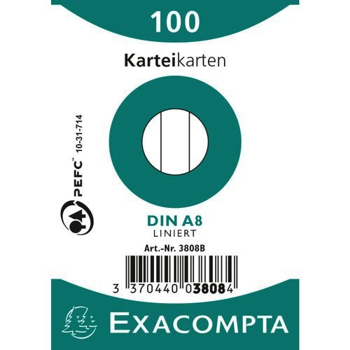 Lot de 48 Paquet 100 fiches sous film bristol ligné 55x74mm - Image principale