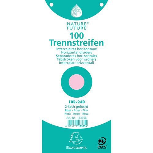 Lot de 12 paquets 100 fiches intercalaires  perforées - 105x240mm Rose - Image principale