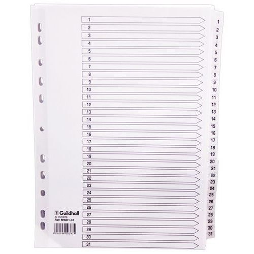 Lot de 10 Intercalaires à touches plastifiées - 31 touches 1 à 31 A4 - Image principale