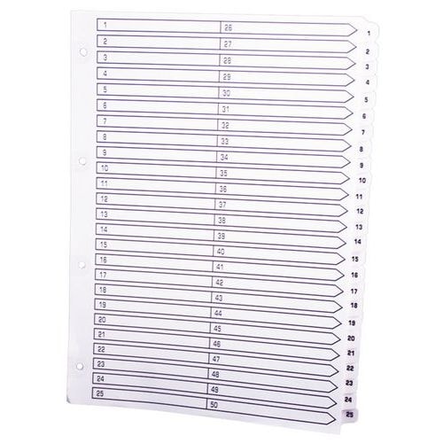 Lot de 4 Intercalaires à touches plastifiées - 50 touches 1 à 50 A4 - Image principale