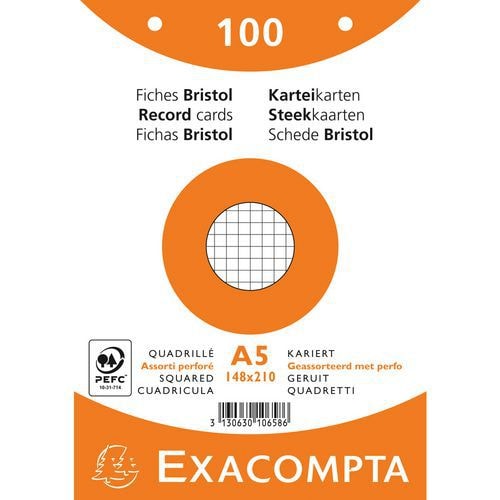 Paquet 100 fiches sous film quadrillé perforé 148x210mm - Image principale