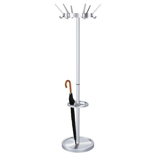 Portemanteau 6 patères et porte-parapluies en aluminium argent - Image principale