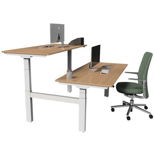 Bureau droit ergonomique Bench électrique 2 places - Kelli - Image principale