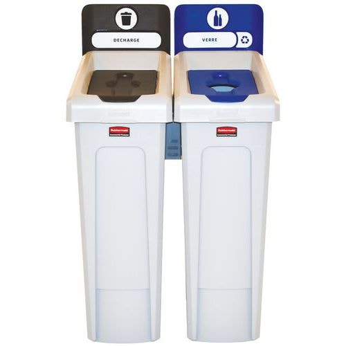 Station de recyclage Slim Jim 174L FR Noir et couvercle bouteilles Bleu - Image principale