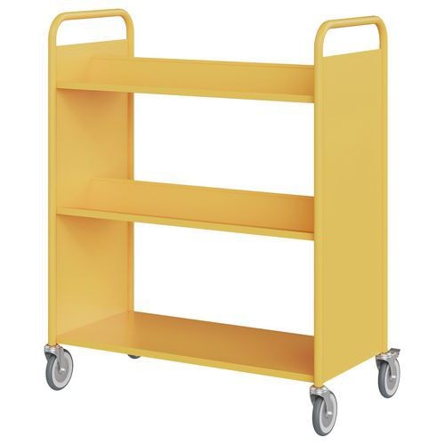 Chariot à livres 4 tablettes inclinées+1 droite double face jaune 1018 - Image principale