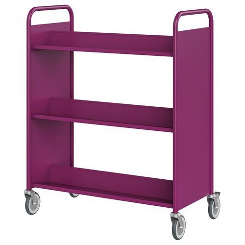 Chariot à livres 6 tablettes inclinées double face prune 4006 - Image principale