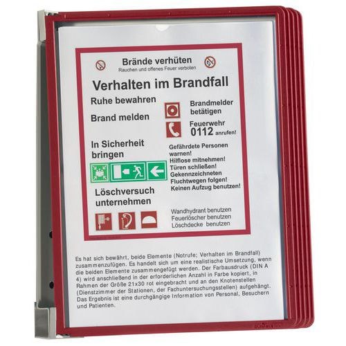 Support mural magnétique Vario® - 5 pochettes A4 - Rouge - Image principale