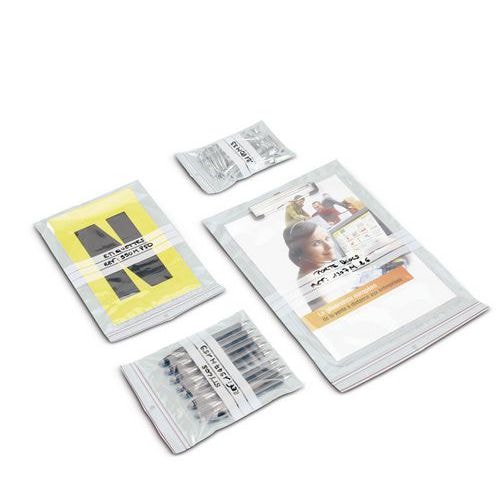 Sachet plastique à bandes blanches - 60 µm - Minigrip - Image principale