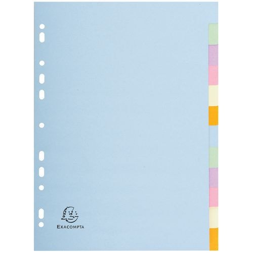 Lot de 25 Intercalaires carte pastel 170g Forever 12 positions - A4 - Image principale