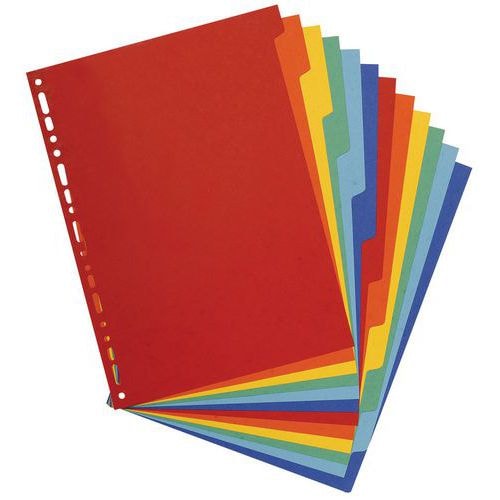Lot de 15 Intercalaires carte lustrée 400g 12 positions - A4 maxi - Image principale