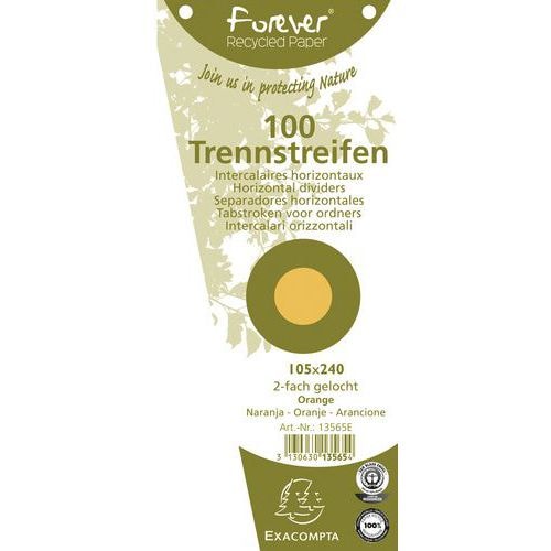 Lot de 6 Fiches Intercal. trapèz. unies perf. 105x240mm orange (x100) - Image principale