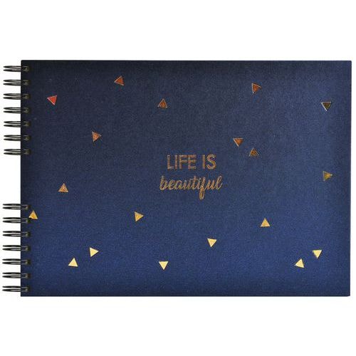 Album photos à spirales 50 pages noires 32x22cm life bleu - Image principale