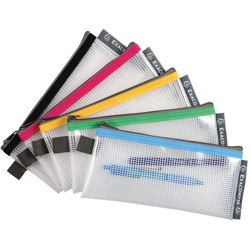 Lot de 10 Pochette à fermeture éclair plast. souple Stylos col. assort - Image principale