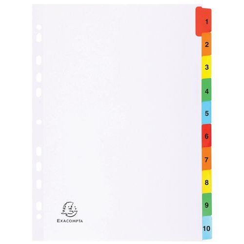Lot de 20 Intercal. imprimés num. carte blanche 160g 10 positions A4 - Image principale