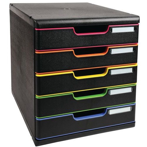 Module de classement Modulo A4 5 tiroirs noir/couleurs mat - Image principale