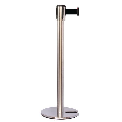 Poteau chromé sangle noir 5m base emboîtable chromé - Image principale