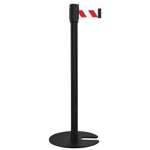 Poteau noir sangle rouge 2m base emboîtable noir - Image principale