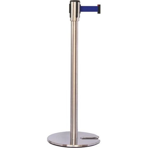 Poteau chromé sangle bleu 2m base emboîtable chromé - Image principale
