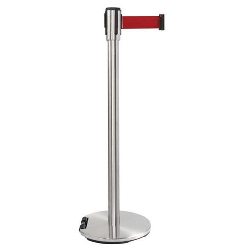 Poteau acier inoxydable à sangle 2 m - Socle à roulettes - Manutan Expert - Image principale