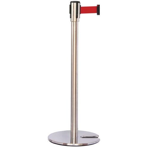 Poteau chromé sangle rouge 2m base emboîtable chromé - Image principale