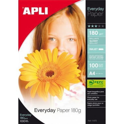 Supports pour imprimantes jet d’encre couleurs  : boite 100 feuilles A4 180g every day - Image principale