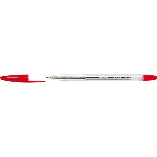 Stylo bille pointe moyenne corps transparent - rouge - Image principale