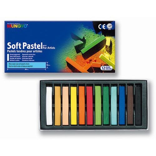Boîte 12 pastels tendres Mungyo assortis 66 mm - Image principale