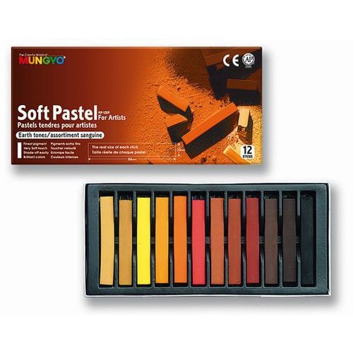 Boîte 12 pastels tendres Mungyo sanguine 66 mm - Image principale