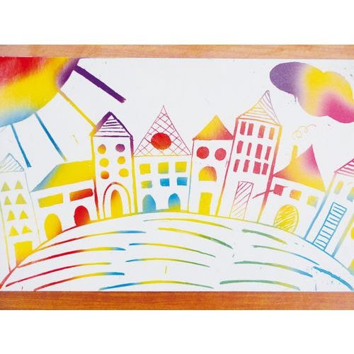 Feuille 15 x 21 cm. blanc/arc-en-ciel (Pochette de 10) - Image principale