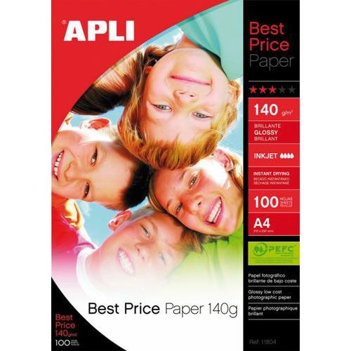 Supports pour imprimantes jet d’encre couleurs  : pochette 100 feuilles papier photo brillant glossy best pric - Image principale