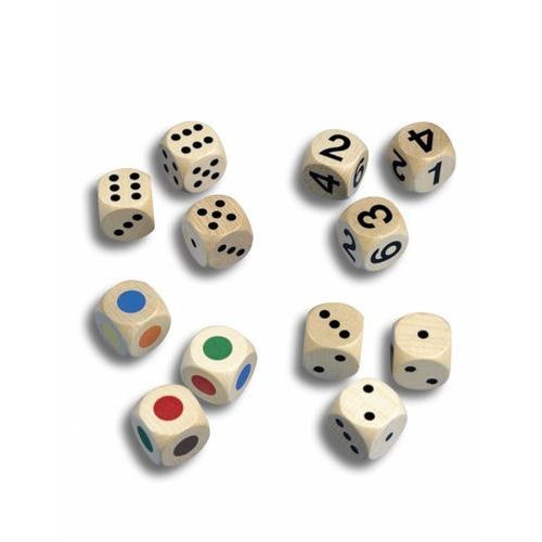 Set de 12 dés en bois verni - Image principale
