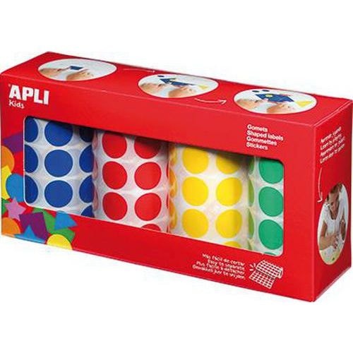 Ensemble 4 rouleaux gommettes rondes 20 mm en couleurs assorties - Image principale