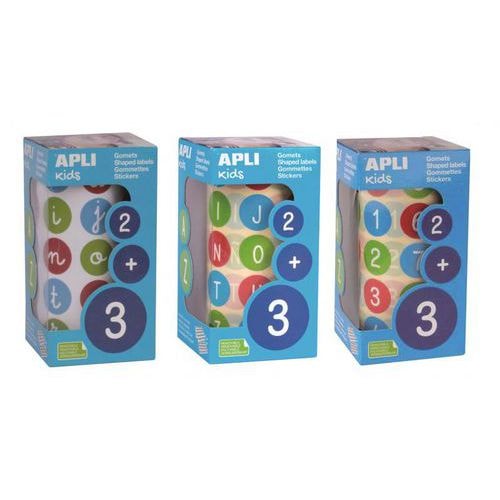 Ensemble 3 rouleaux gommettes chiffres, lettres minuscules et majuscules - Image principale
