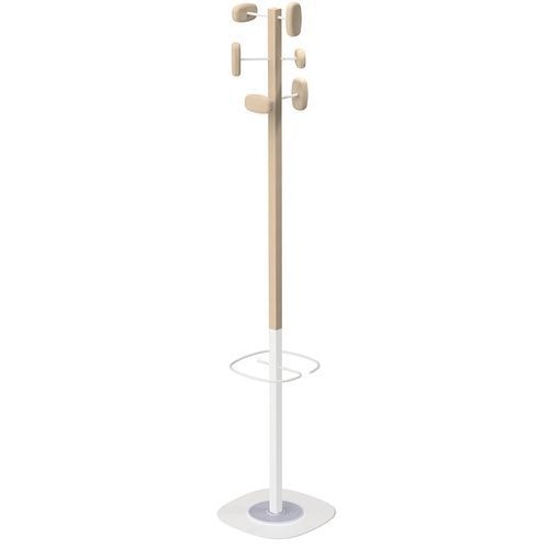 Portemanteau Épi Sherwood 6 patères Bois et Blanc porte-paraplui - Image principale