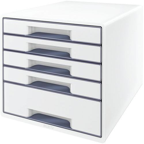 Bloc de classement Leitz WOW, 5 tiroirs Blanc - Image principale