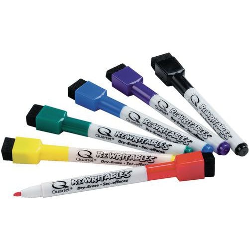Mini marqueurs effaçables à sec coloris assortis - Image principale