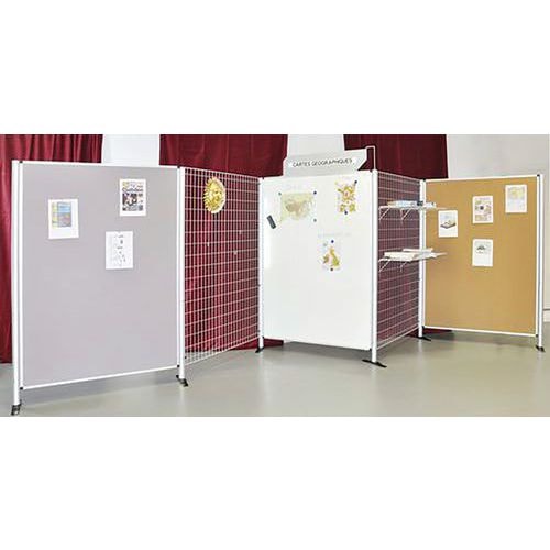 Panneau d'exposition Harmony laqué blanc avec pieds coloris gris RAL 9006 - Image principale