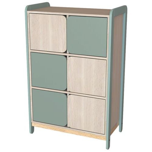 Meuble colonnes avec portes Lili 2 col/6portes Ht 137 cm kaki - Image principale