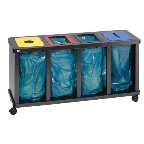 Station tri sélectif quadruple avec anneau de serrage 110L - Image principale