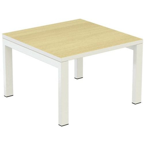 Table basse Easy Office 60x60 cm pied blanc plateau blanc/hetre - Image principale