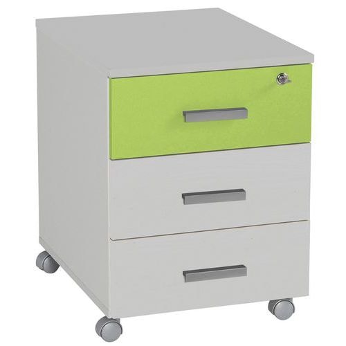 Caisson mobile Linéo blanc 3 tiroirs coloris blanc/anis - Image principale