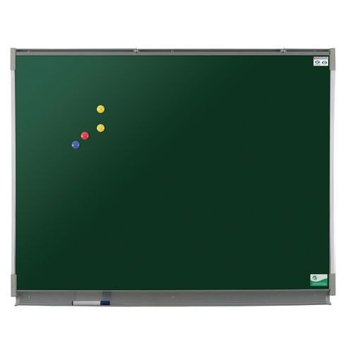 Tableau simple émaillé vert cadre alu strié naturel - Manutan Expert - Image principale