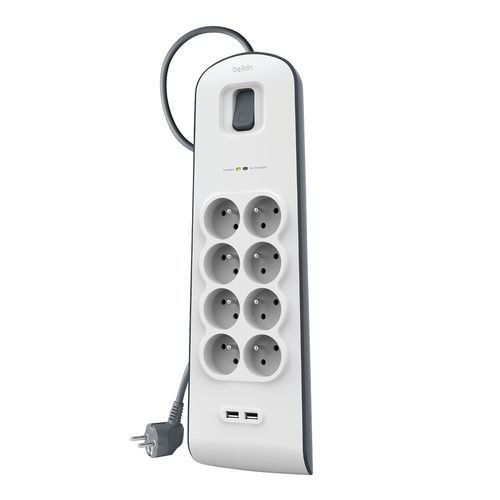 Parafoudre 8 prises 900 Joules et 2 USB 2.0 avec cordon 2 m - Image principale