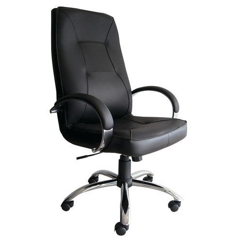 Fauteuil de direction Pampa piètement chromé cuir coloris noir - Image principale
